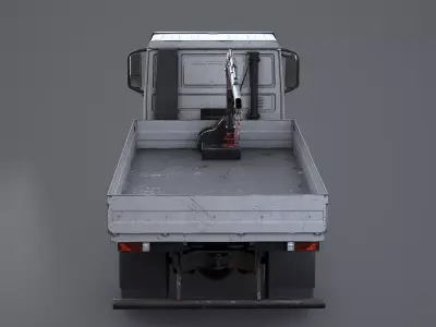 Realistic Flatbed Truck with Loader Crane Aged and Rusted 3D model