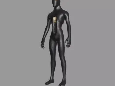 Black Scaled Humanoid Alien Creature 3D model