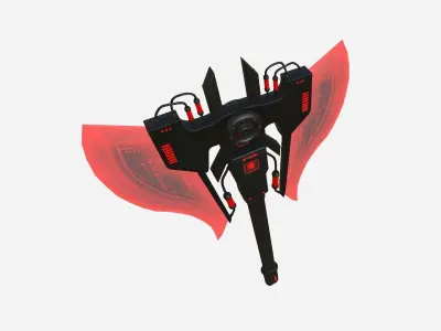 SciFi War Axe B04 Black Red - Sci Fi Weapon Design Low-poly 3D model