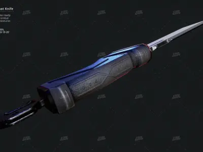 Combat Knife Katana Cyberpunk Low Poly 3D PBR UE5 Low-poly 3D model
