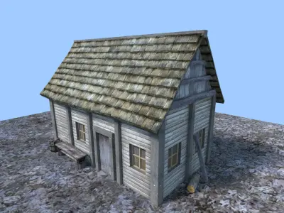 medieval wooden hut Low-poly 3D model purchase