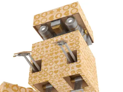 Gift Present Robot Rigged Low-poly 3D model
