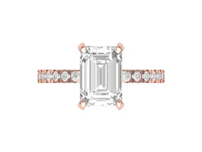 Emerald Solitaire Ring With Side Stone 3D print model purchase