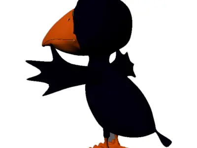 Crow cartoon Low-poly 3D model