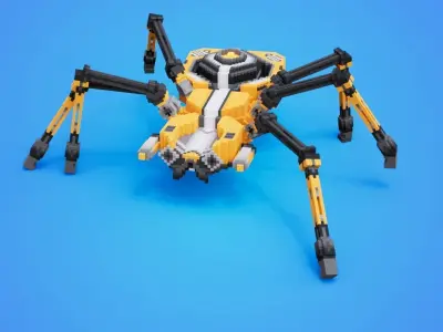 Spider-Mecha Bot Voxel Model Low-poly 3D model