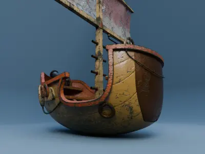 Old Stylized Boat Low-poly 3D model