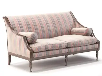 Black and White Striped Antique Sofa 3D model