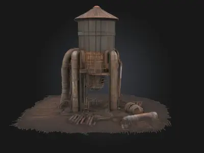 Industrial Water Tower  Pillar of Urban Infrastructure 3D model