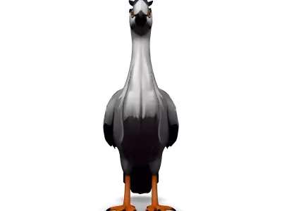 Stylized Kagu Bird 3D Model Low-poly 3D model