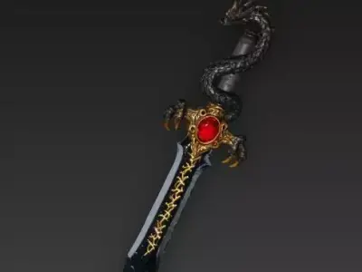 Dragons Coil Obsidian Dagger 3D Model Low-poly 3D model