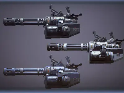 FPS Sci Fi Hands With Gatling Low-poly 3D model