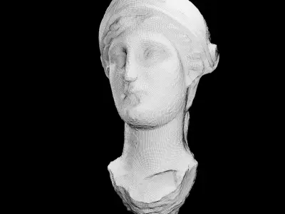 Athen godess head scanned and lowpoly Low-poly 3D model