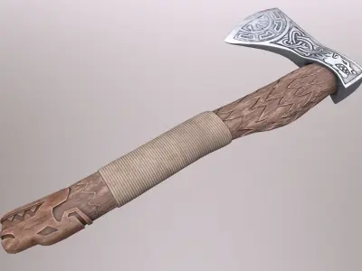 Viking Axe Low-poly 3D model 16