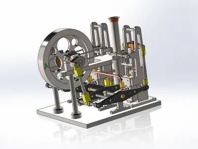 2 cylinder double sided beam steam engine 3D model