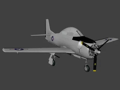 North American Aviation T 28 Trojan Free low-poly 3D model
