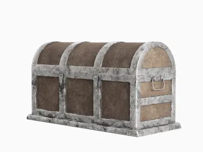 Wooden Treasure Chest 02 Low-poly 3D model