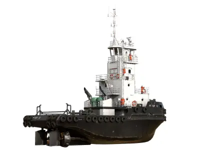 Articulated tug boat Black 3D model