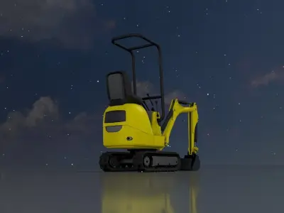 Mini-Digger Yellow Low-poly 3D model