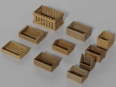 Wooden Crate Small Pack 2 PBR 10 Low-poly 3D model