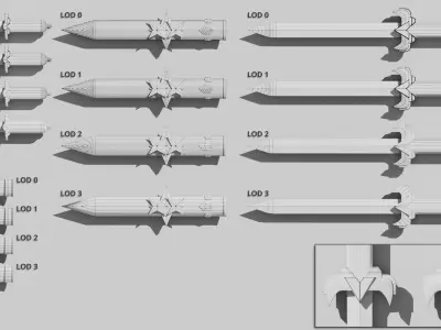 DA W1 02 Shao Stalker - Sword and Dagger with Sheath Low-poly 3D model