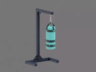 Punch bag and stand Low-poly 3D model