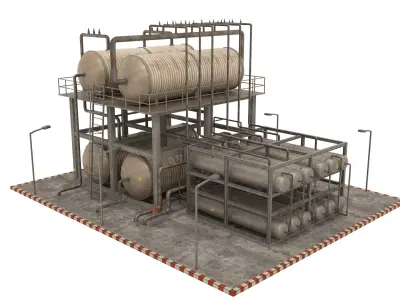 Oil Refinery  Low-poly 3D model