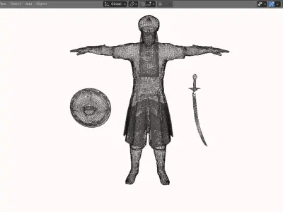 Realistic Arabian Desert Warrior 3D Model  Rigged  Game Ready Low-poly 3D model get