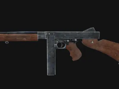 Thompson wooden gun Low-poly 3D model