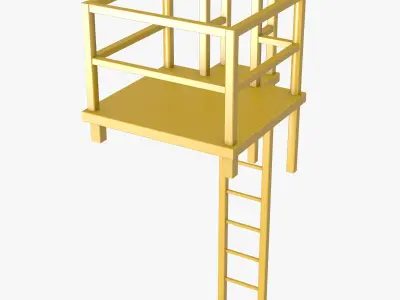 Yellow Ladder with Terrace 3D model