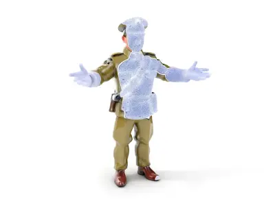 Rigged and Animated Military Officer with Uniform and Accesso... Low-poly 3D model