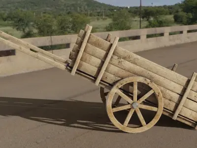 Medieval cart Low-poly 3D model get