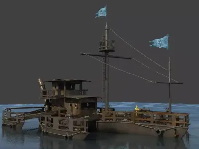 Post Apocalyptic Boat 3D model