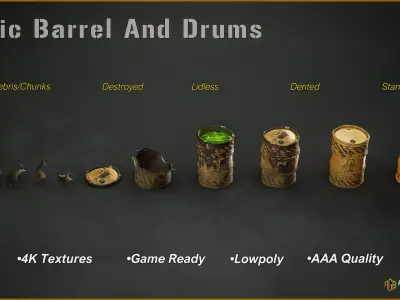 Toxic Barrel and Drums Pack Low-poly 3D model