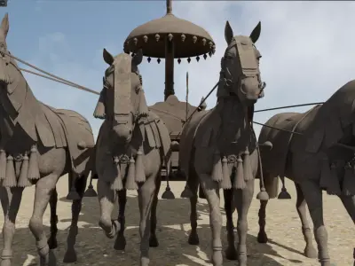Arjuna Chariot  Rath in Mahabharatha Low-poly 3D model