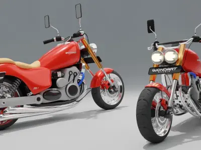 Concept Cartoon Looking Cruiser Motorcycle 3D model