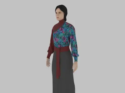 woman in asian clothes Low-poly 3D model buy