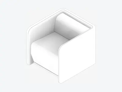Seat - Sofa - Simplicity - Type 2 - Single Low-poly 3D model