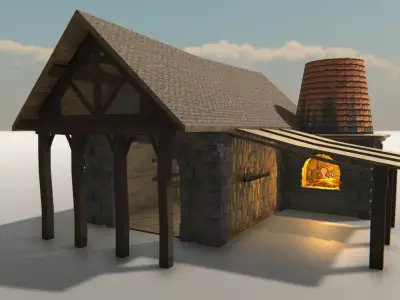 Medieval Forge Game Ready Low-poly 3D model