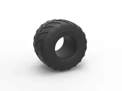 Monster Jam tire 28 Scale 1 to 25 3D print model