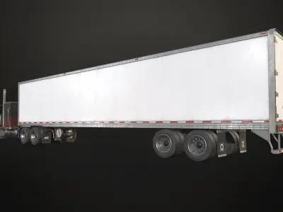 Flat Top Semi Truck Refrigerated Trailer Low-poly 3D model