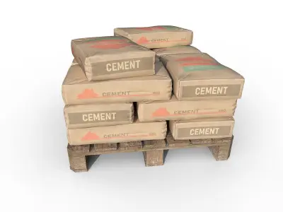 Pallet with Cement Bags Low-poly 3D model