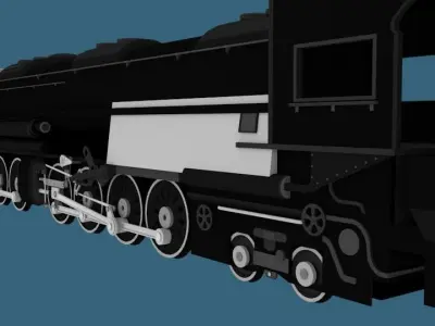 Steam Engine Locomotive Low-poly 3D model