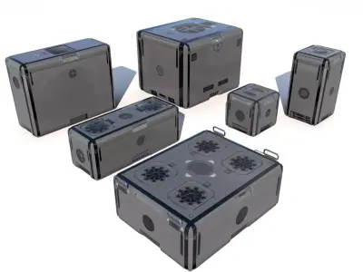Sci Fi grey cargo crates Low-poly 3D model