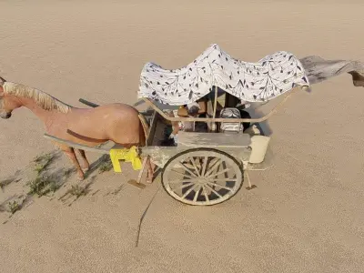 Horse Cart Low-poly 3D model buy