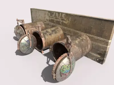 Old Industrial Treatment Machine 3D model