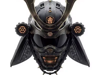Cyber-Samurai Tactical Shogun Kabuto helmet 3D Model Low-poly 3D model