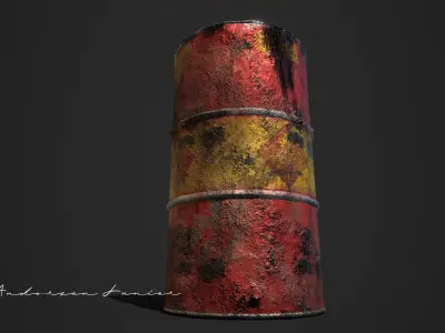 Oil Barrel and Radiation Barrel Low-poly 3D model