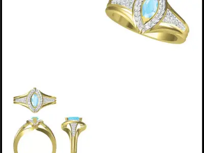JCD Format Antique color stone rings 3d cad jewelry design 3D print model