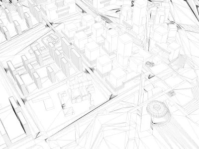 Urban highrise building building ancillary building commercial 3D model V1