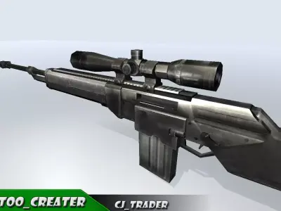 low poly sniper riffle 3d model Low-poly 3D model